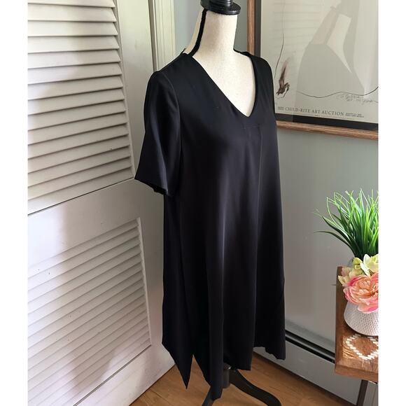 J JILL WEAREVER Womens Dress Small Black Shift V-Neck Knee Length Lagenlook - Picture 3 of 12